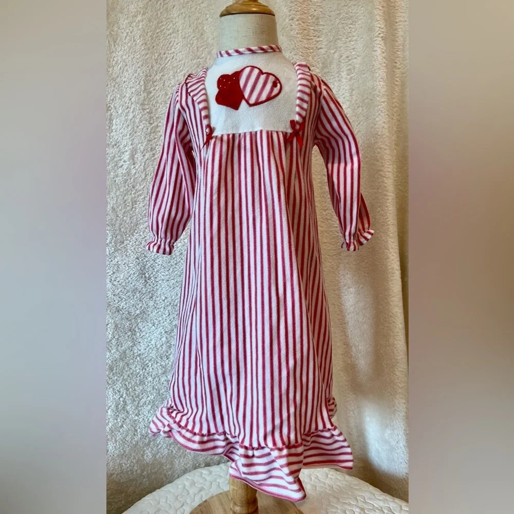 Little Girls Vintage Gown Her Majesty Red White Striped Size T - 3